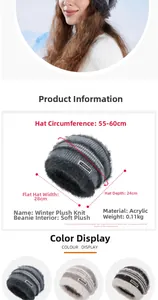 Detailed size specifications for winter knit beanie with dimensions and material info