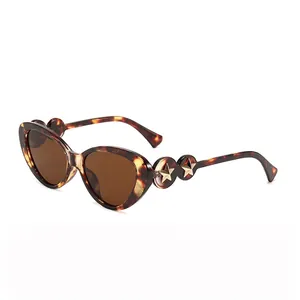 Retro Cat Eye Sunglasses PC Frame UV400 Protection Fashion Trendy Metal Star Decor Eyewear For Outdoor Driving Party
