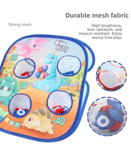 Detail of dinosaur folding target board with score holes and strong mesh for kids games