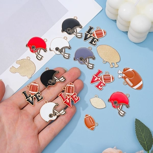 10pcs American football theme alloy enamel charms for DIY earrings and jewelry making
