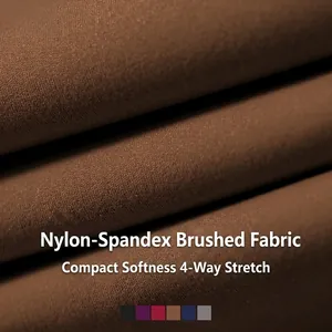 Brown nylon spandex brushed yoga bra fabric with soft texture and 4-way stretch