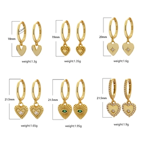 Elegant set of S925 sterling silver heart earrings with gold plating and cubic zirconia
