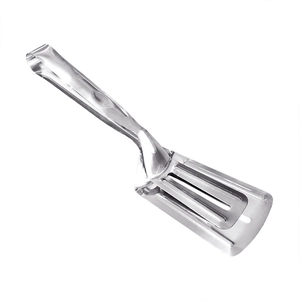 Professional stainless steel food tongs with hollow shovel head for grilling and steak