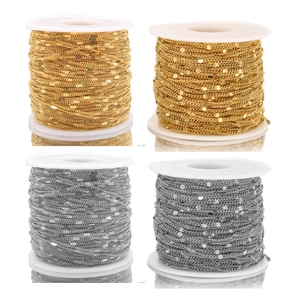 Flat stainless steel curb chain links in gold and silver for DIY jewelry making