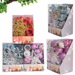 Christmas Tree Ornaments Hanging Decorations Plastic Glitter Balls Stars Bells For Holiday Party Home Decor