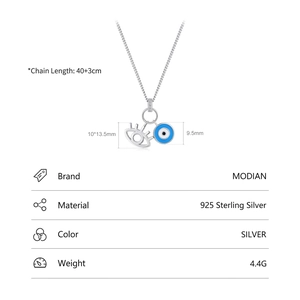 S925 sterling silver enamel evil eye necklace with eyelash pendant and 43cm chain