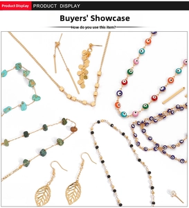 Detailed flat lay of 18K gold plated copper chains and assorted DIY jewelry findings
