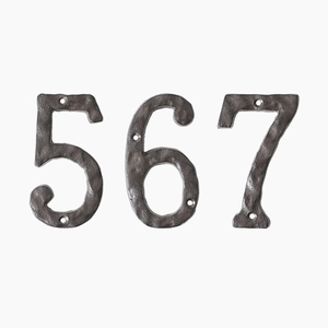 Vintage industrial style cast iron house numbers 5 6 7 with pre-drilled mounting holes