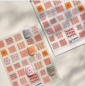 Detailed 5D embossed nail stickers with TS-4151 woven dream patterns and matte textures