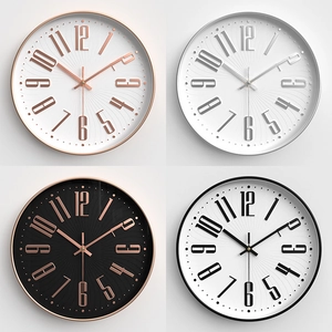 Modern Minimalist Round Wall Clock Three Dimensional Numbers Silent Quartz Movement ABS Plastic Plexiglass For Home Office