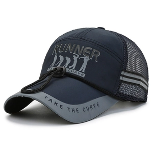 Berretto da baseball in rete traspirante blu navy con logo RUNNER e cordino regolabile
