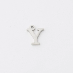 Polished silver stainless steel letter Y pendant charm with top ring for DIY necklaces
