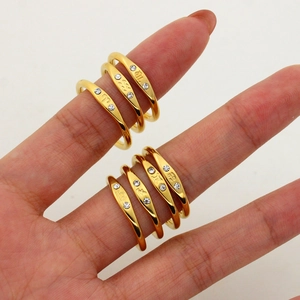 18K gold plated stainless steel zodiac rings with crystal settings for women