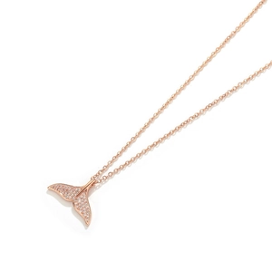 Elegante rotgoldene Meerjungfrauenschwanz-Halskette mit Kristallen auf feiner Kette