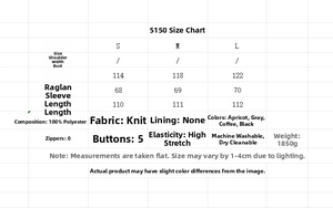 Tableau des tailles détaillé pour long manteau français avec infos sur le tissu