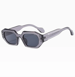 Macro view of polygon grey sunglasses frame and hinge details with model code ZS377B
