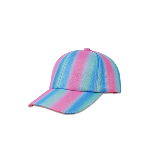 Kids Baseball Cap Glitter Rainbow Striped Shimmer Sunshade Curved Brim Adjustable Acrylic