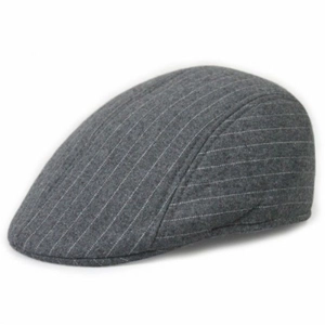 Breathable dark grey pinstriped flat cap casual ivy newsboy hat for men and women