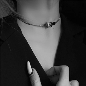 Titanium Steel Snake Bone Chain Belt Buckle Pendant Necklace For Women Men Punk Hip Hop Personalized Fashion Jewelry