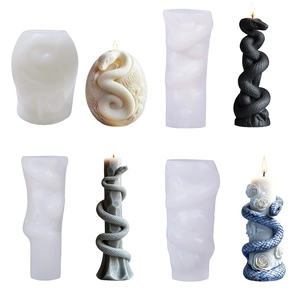 Snake shaped silicone mold for DIY candles and plaster ornaments in various styles