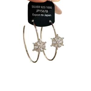 Boucles d'oreilles créoles flocon en argent S925 et zircone pour un look élégant féminin