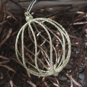Champagne hollow pumpkin lantern ball ornaments with glitter for Christmas tree decor