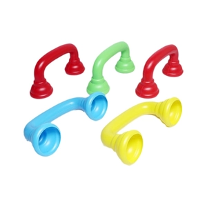 Colorful plastic children toy telephone handsets in red, green, blue and yellow colors