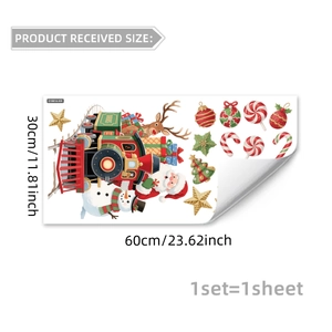Christmas snowman wall stickers set with reindeer and Santa for glass window decor