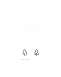 Detailed view of hollow gourd earrings with cubic zirconia and pearls measuring 1.6cm by 1.3cm