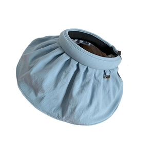 Stylish light blue pleated empty top shell sun hat for premium outdoor UV protection.