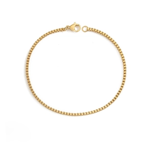 Minimalistisches goldenes Box-Chain-Armband mit Karabinerverschluss aus Edelstahl