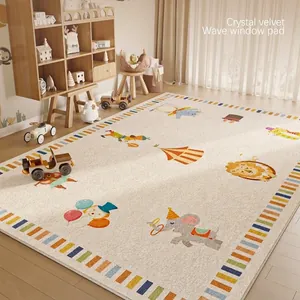 Children Play Mat Area Rug Crystal Velvet Non-Slip Washable Cartoon Road Map Educational Carpet For Nursery Bedroom