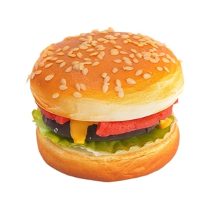 Modèle de hamburger artificiel réaliste en PU avec structure multicouche et pain au sésame