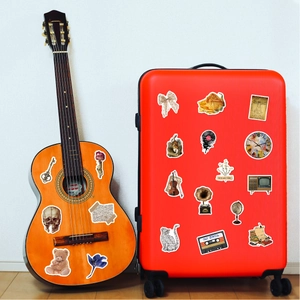 50pcs vintage waterproof aesthetic stickers for guitar and luggage decoration