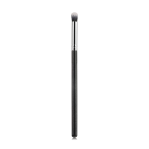 Dual-ended eyeshadow and eyelash brush with wood handle for professional makeup blending