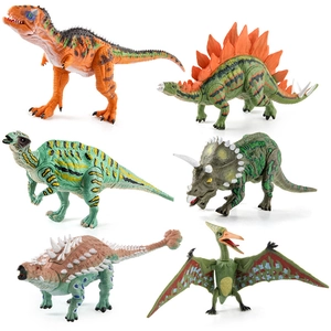 Set of 6 realistic dinosaur figures with movable joints for educational play