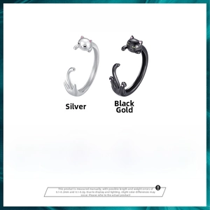 Detailed size parameters and specifications for the creative S925 silver cat ring pair