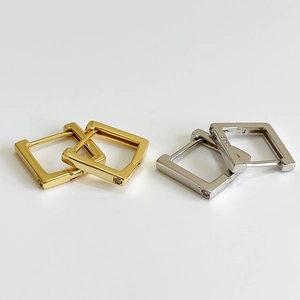 Minimalist square S925 sterling silver hoop earrings with cubic zirconia in gold and silver