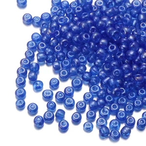 Bulk 450g pack of 2-3mm blue transparent iridescent glass seed beads for jewelry making