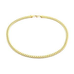 Flat Cuban link necklace in gold titanium steel, minimalist chunky chain for men and women