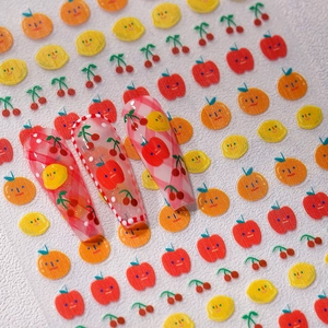 Japanese style fruit nail stickers with cute cherry and apple patterns for DIY manicure