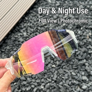 Photochromic cycling sunglasses with gradient lenses for day and night outdoor use