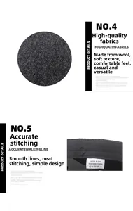 Detailed view of the wool blend fabric and precise stitching on the dark grey baseball cap