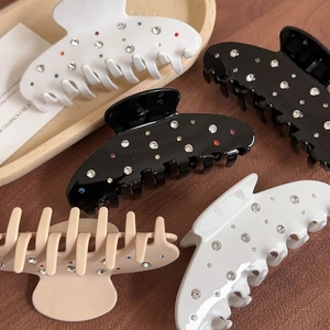 Set of five elegant acetate hair claws with colorful rhinestones for women hair styling