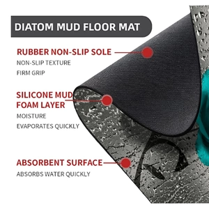 Three-layer diatom mud bath mat with non-slip rubber base and absorbent surface