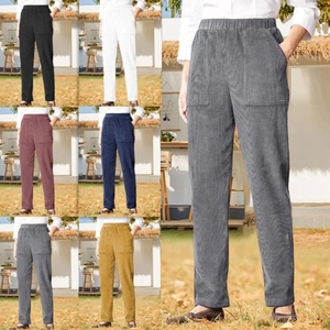 Dames corduroy broek met hoge taille en rechte pijpen verkrijgbaar in zes kleuren