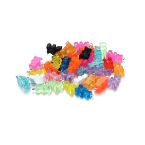 Ciondoli colorati a forma di orsetto in resina con ganci in metallo per gioielli DIY