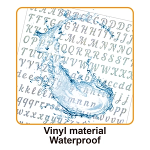 Waterproof glitter vinyl alphabet stickers showing high durability under splashing water