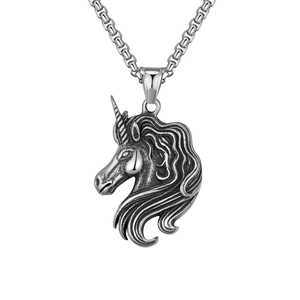 Collar de Pendiente de Unicornio Dragón Águila de Acero Inoxidable Vintage Punk Animal Martillo de Thor Joyería Gótica