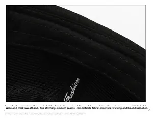 Detailed macro view of internal widened sweatband with fashion label and flat stitching
